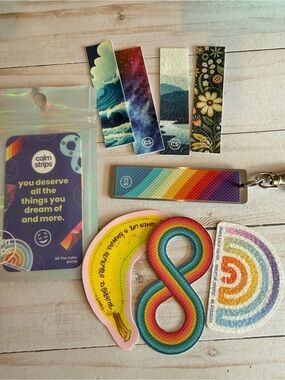 Calm Strips Pack of 9 Sticker Designs with Stainless Steel Carry Tag